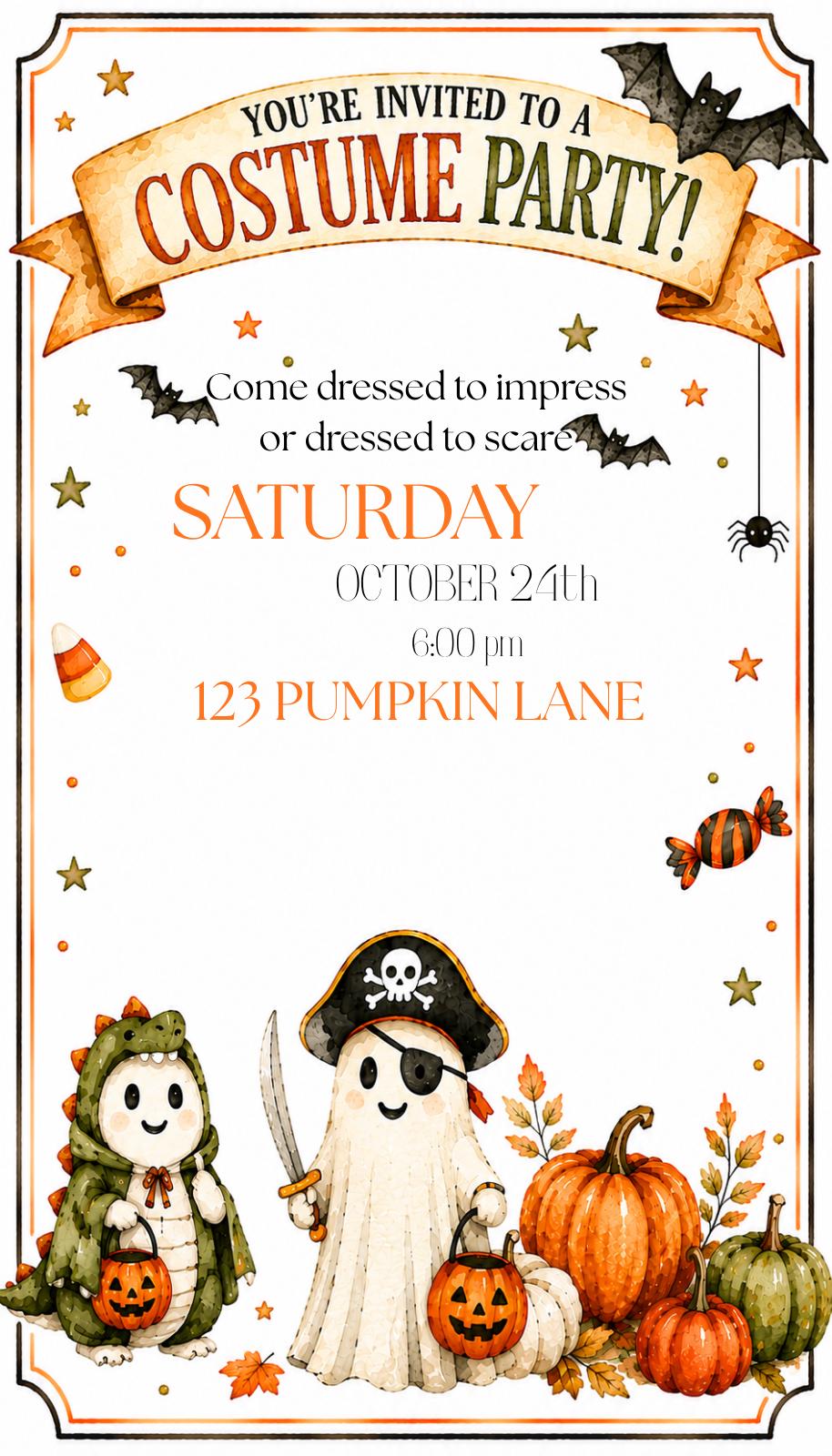 Editable Watercolor Costume Party Invitation | Halloween Invite (Digital Download)