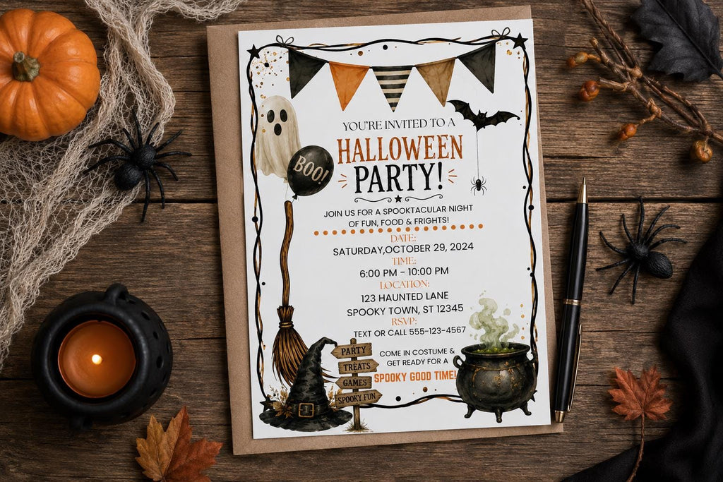 Vintage Halloween Party Invitation | Editable Canva Template (Printable & Mobile)