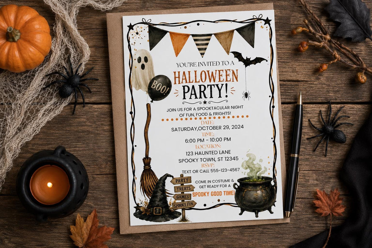 Vintage Halloween Party Invitation | Editable Canva Template (Printable & Mobile)