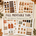 Fall Printable Tabs Bundle | Halloween & Thanksgiving Tabs, Tags, Stamps and Fussy Cuts