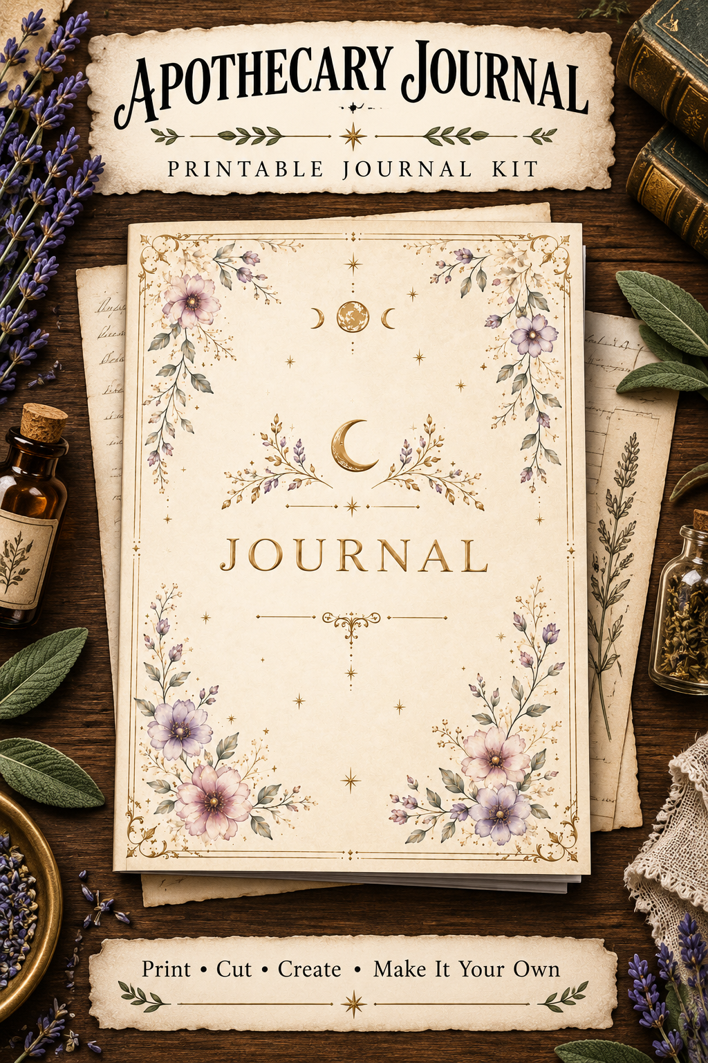 Printable Apothecary Journal Pages | 8 x 11 PDF Download