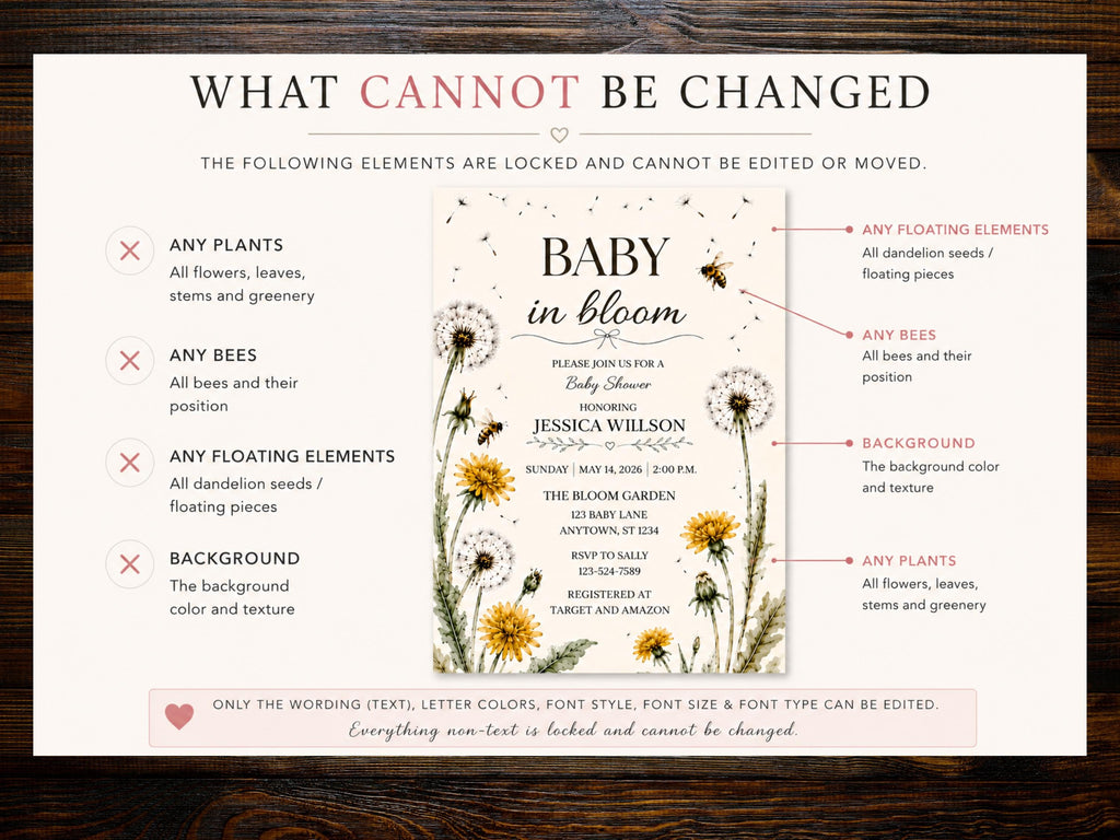 Baby In Bloom Dandelion Baby Shower Invitation Template (Digital Download)