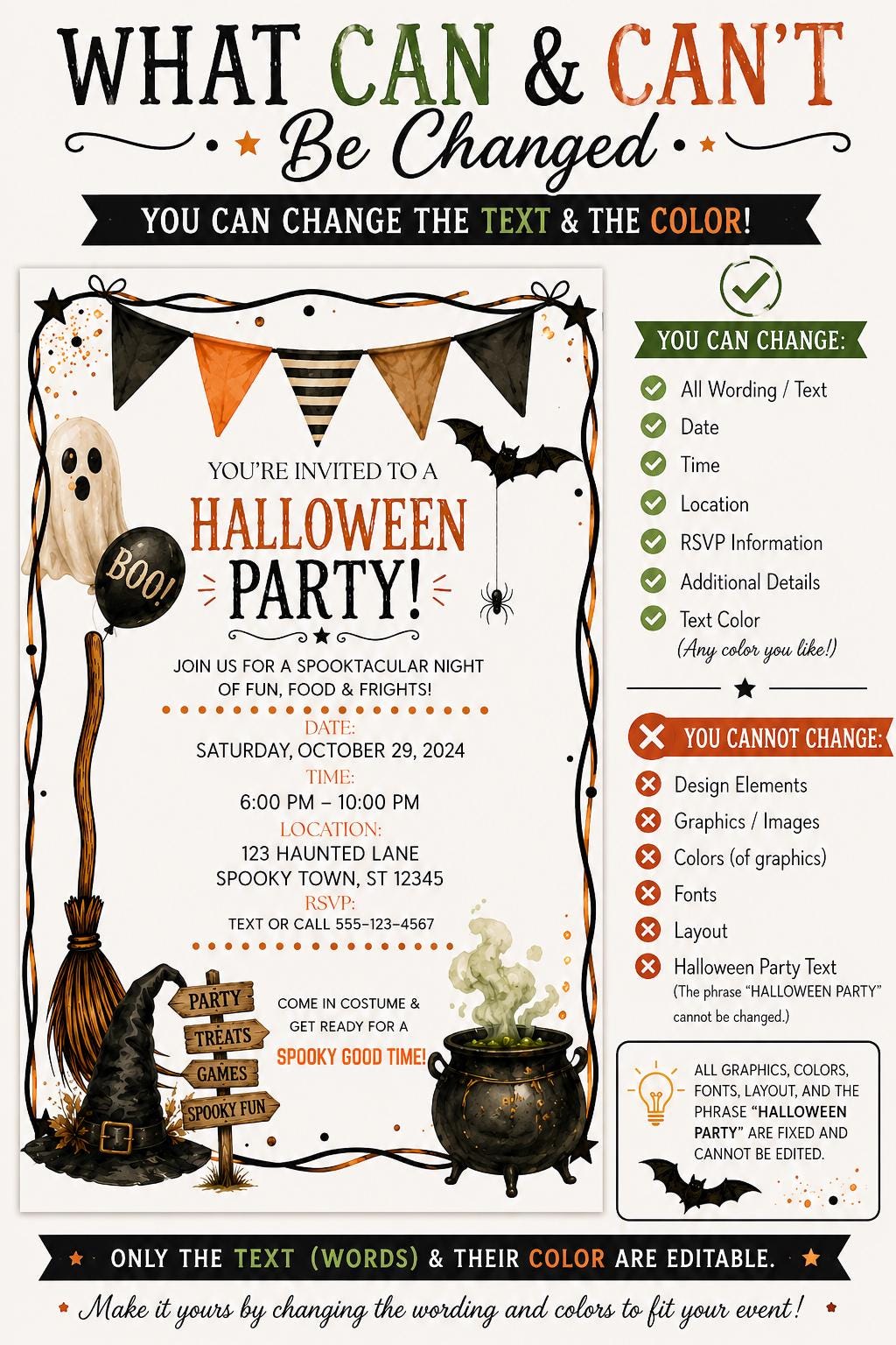 Vintage Halloween Party Invitation | Editable Canva Template (Printable & Mobile)