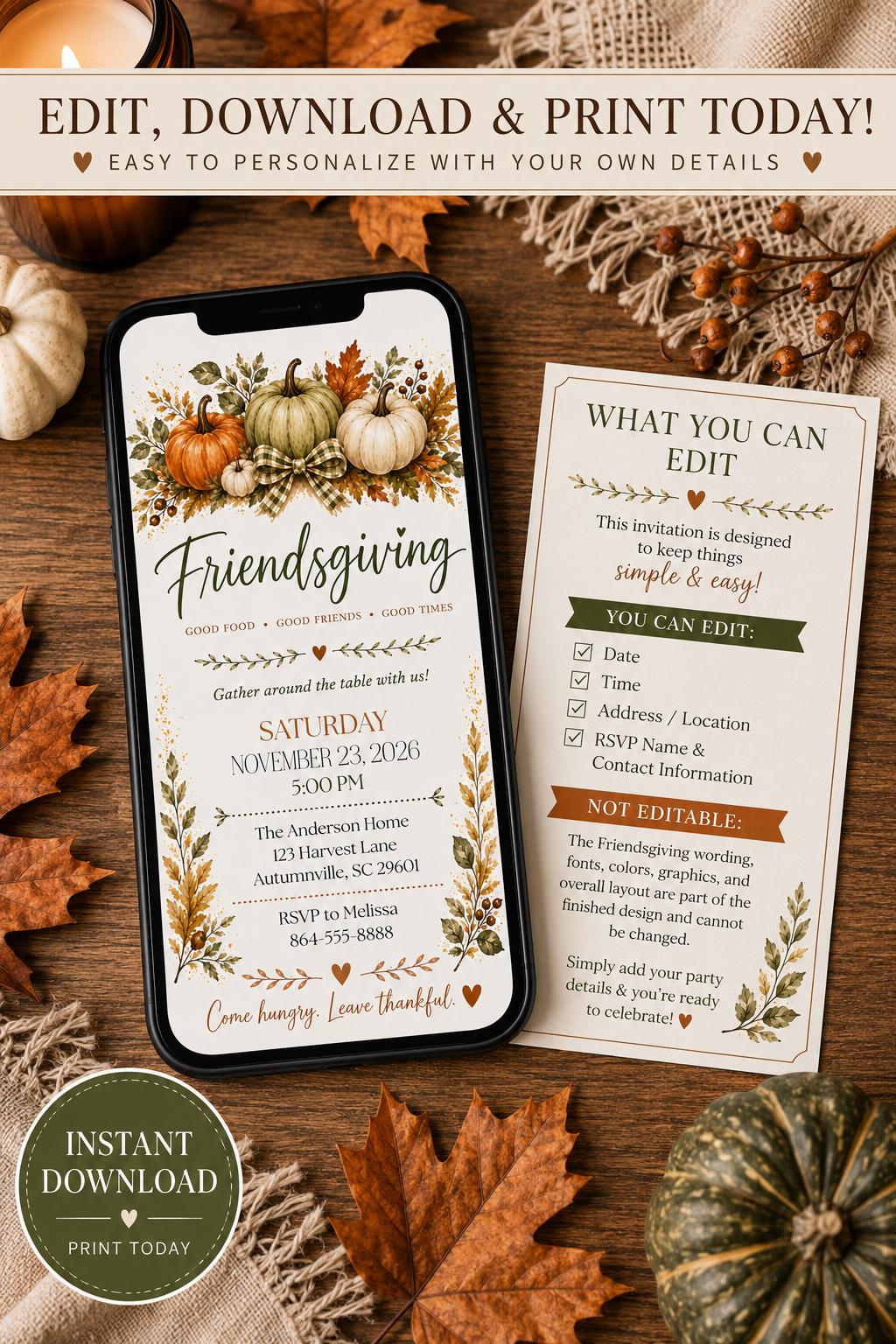 Friendsgiving Invitation Template